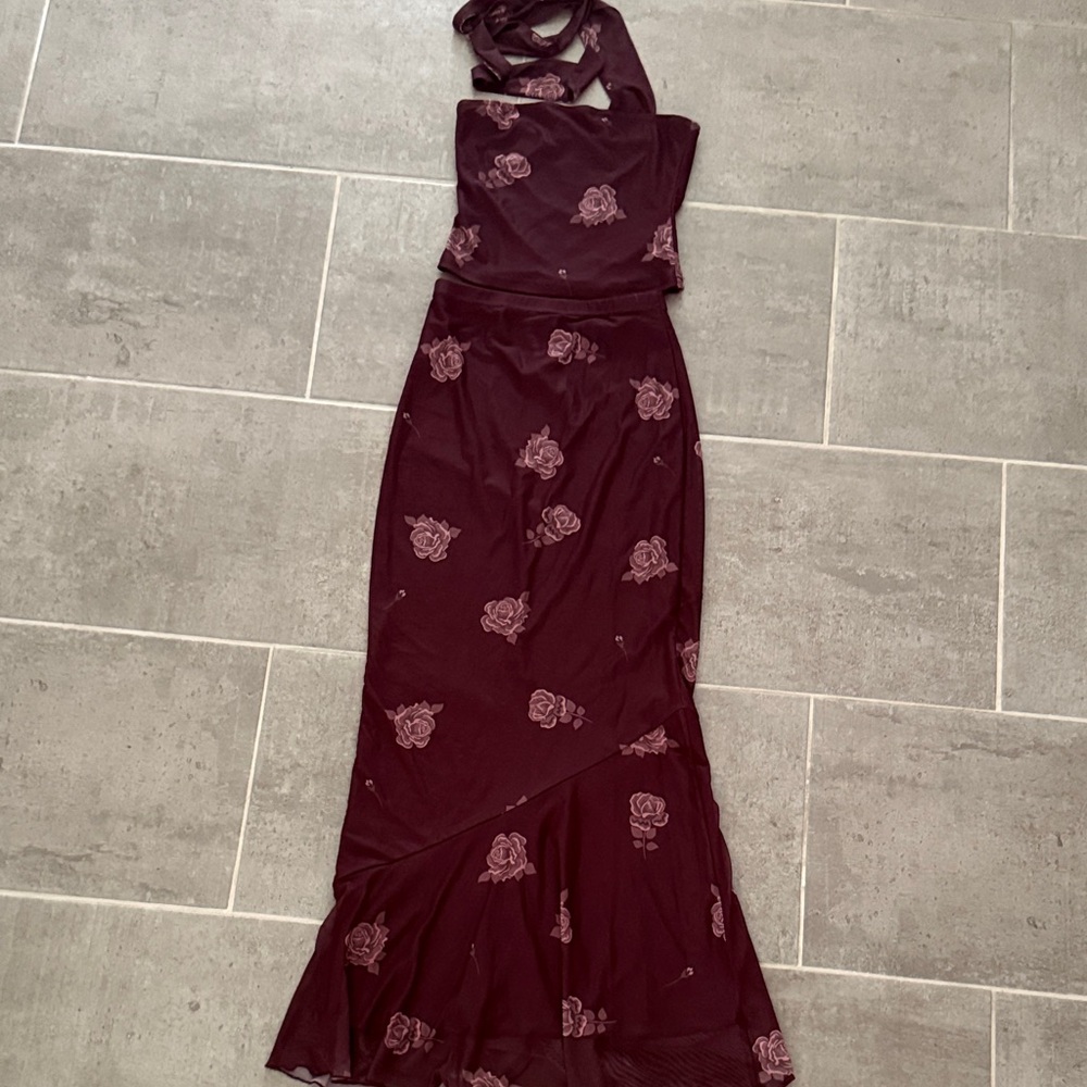 CIDER burgundy floral 2 piece set